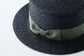 プチカスマイズ：麦ブレード カンカン帽 紺xリボンカラーライトグレー