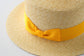 プチカスマイズ：麦ブレード カンカン帽 ホワイトxリボンカラーイエロー